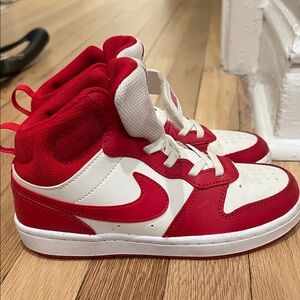 Kids Nike Red and White High-Top Dunks